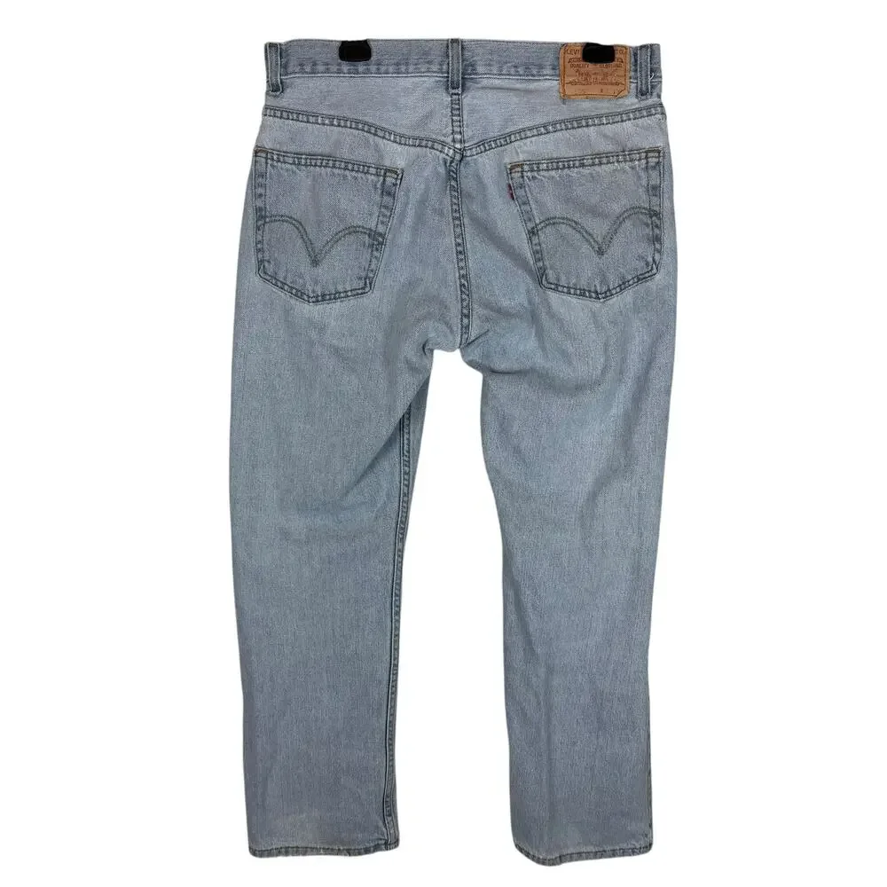 Levi's 505 Jeans Men 34x29 Blue Denim Stonewash Regular Fit Straight Leg Zip Fly
